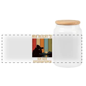 Mir reicht's Ich geh fotografieren Retro Fotograf - Panorama Keksdose mit Holzdeckel - Weiß - Vorne