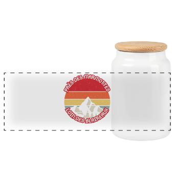 Montagnes Crépuscule Retro Marmotte - Panoramic Cookie Jar with Wooden Lid - white - Front