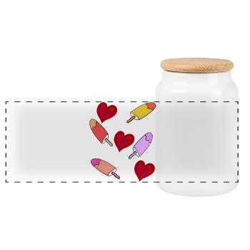  Eis Eiskrem Herzen Sommer Kinder - Panoramic Cookie Jar with Wooden Lid - white - Front