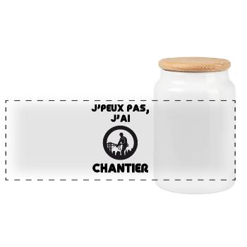 Ouvrier urbain en cercle silhouette - Boîte à biscuits avec couvercle en bois - blanc - Devant