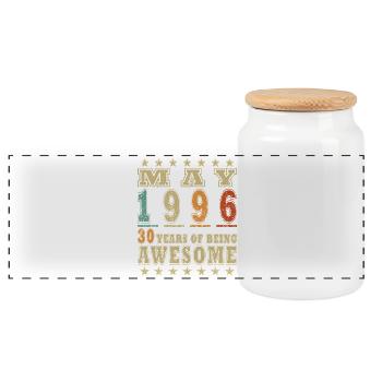 Mai 1996 – 30 Jahre Awesome Retro - Panorama Keksdose mit Holzdeckel - Weiß - Vorne
