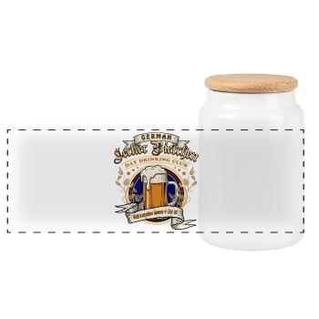 Lecker Bierchen Day Drinking Club - Panorama Keksdose mit Holzdeckel - Weiß - Vorne