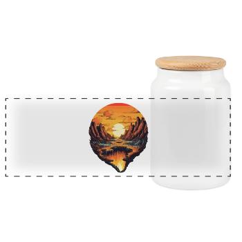 Picturesque Landscape In Sunset - Panoramic Cookie Jar with Wooden Lid - white - Front