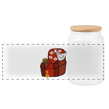 Poulets drôles après le travail - Boîte à biscuits avec couvercle en bois - blanc - Devant