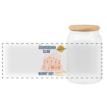 Boulanger au pain au levain La Dalle au levain - Boîte à biscuits avec couvercle en bois - blanc - Devant