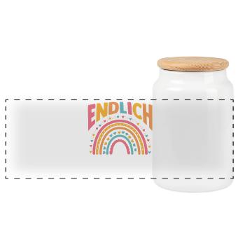 Kita Erste Klasse Regenbogen Schüler Kindergarten - Panorama Keksdose mit Holzdeckel - Weiß - Vorne
