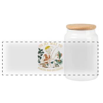 Fishing Humor On My Way To Making Bad Decisions - Panoramic Cookie Jar with Wooden Lid - white - Front