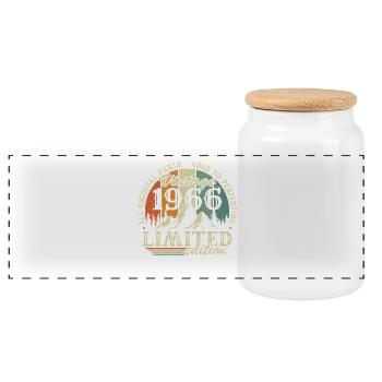 Cadeau d’anniversaire original vintage 1966 - Boîte à biscuits avec couvercle en bois - blanc - Devant
