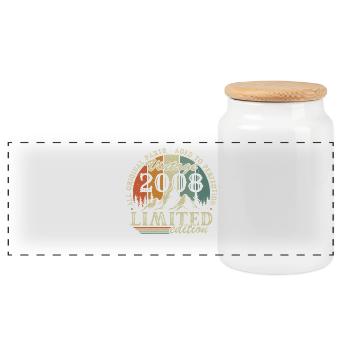 Cadeau d’anniversaire vintage original 2008 - Boîte à biscuits avec couvercle en bois - blanc - Devant