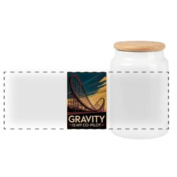 Gravity as a passenger | Roller coaster - Panoramic Cookie Jar with Wooden Lid - white - Front