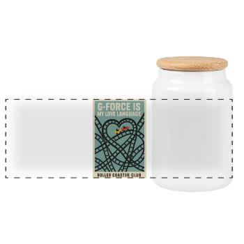 La force G est l’amour | Club des montagnes russes - Boîte à biscuits avec couvercle en bois - blanc - Devant