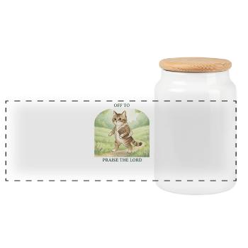 Auf, Um Den Herrn Zu Preisen Christian Katze - Panorama Keksdose mit Holzdeckel - Weiß - Vorne