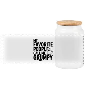 My Favorite People Call Me Grumpy - Boîte à biscuits avec couvercle en bois - blanc - Devant