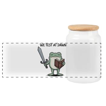 Dawn Frog Knight: Schwert & Buch - Panorama Keksdose mit Holzdeckel - Weiß - Vorne