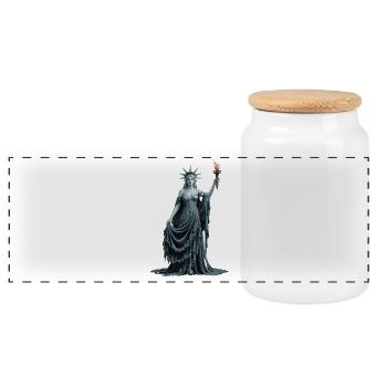  Freiheitsgöttin Statue Von Liberty Fantasy Lady - Panorama Keksdose mit Holzdeckel - Weiß - Vorne