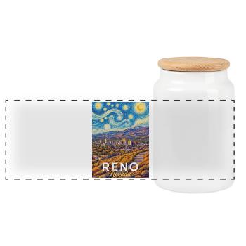 Ciel étoilé de Reno Nevada au-dessus d’une ville désertique - Boîte à biscuits avec couvercle en bois - blanc - Devant