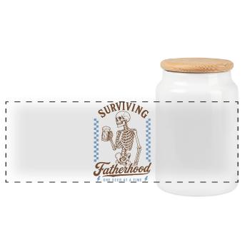 Survivre à la paternité : Baby Dad Shirt - Boîte à biscuits avec couvercle en bois - blanc - Devant