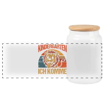 Kita Erste Klasse Löwe Schüler Kindergarten - Panorama Keksdose mit Holzdeckel - Weiß - Vorne