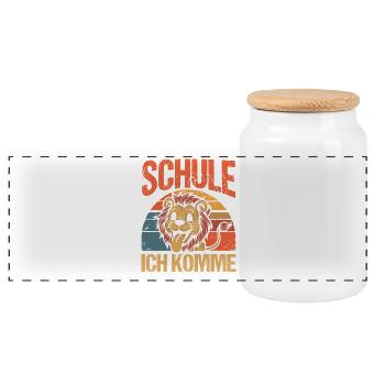 Kita Erste Klasse Löwe Schüler Kindergarten - Panorama Keksdose mit Holzdeckel - Weiß - Vorne