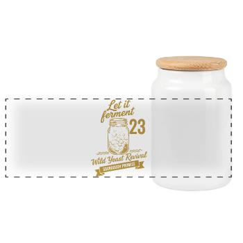 Sourdough Bread Baking Let It Ferment - Panoramic Cookie Jar with Wooden Lid - white - Front