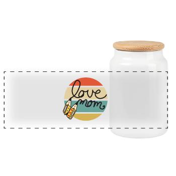 Love Mom - Panoramic Cookie Jar with Wooden Lid - white - Front