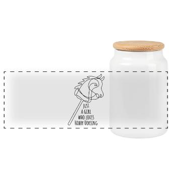 Juste une fille qui adore le passe-temps de monture | Équitation | - Boîte à biscuits avec couvercle en bois - blanc - Devant