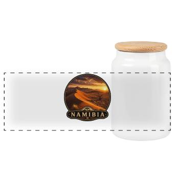 Namibia Desert Africa Vintage Landscape Holiday - Panoramic Cookie Jar with Wooden Lid - white - Front