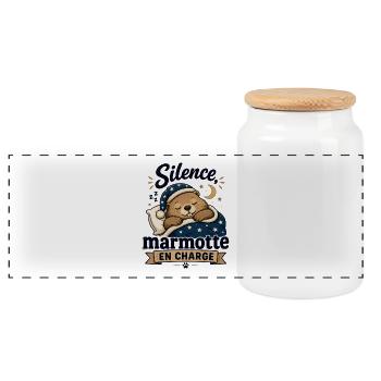 Silence marmotte en charge - Boîte à biscuits avec couvercle en bois - blanc - Devant