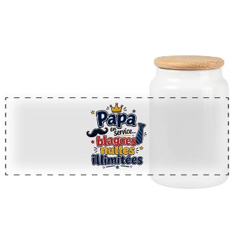 Papa blagues nulles illimitées - Boîte à biscuits avec couvercle en bois - blanc - Devant