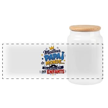 Meilleur Papa du Monde Jury Enfants - Boîte à biscuits avec couvercle en bois - blanc - Devant