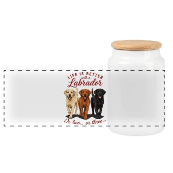 La vie est meilleure avec une chemise de chien labrador - Boîte à biscuits avec couvercle en bois - blanc - Devant
