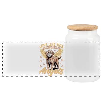 Race de chien Goldendoodle - Boîte à biscuits avec couvercle en bois - blanc - Devant