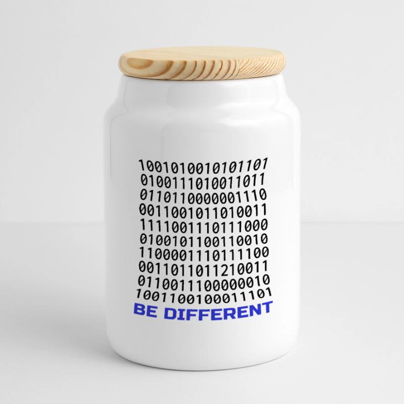 Be Different: Binary Pattern with Message Panoramic Cookie Jar with Wooden Lid