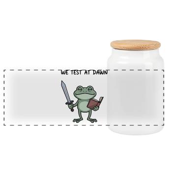 We Test at Dawn Frog Knight - Panoramic Cookie Jar with Wooden Lid - white - Front