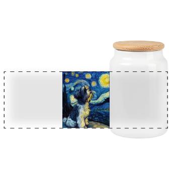 Shih Tzu - Panorama Keksdose mit Holzdeckel - Weiß - Vorne
