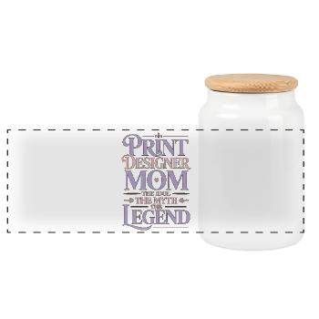 Print Designer Mom The Idol The Myth Print Expert - Panoramic Cookie Jar with Wooden Lid - white - Front