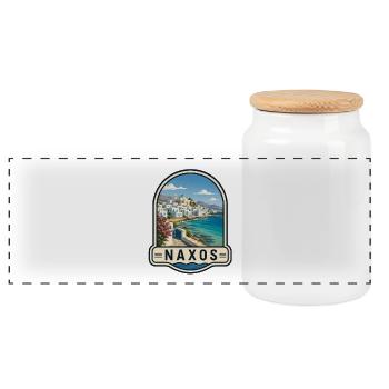 Naxos Greece Holidays Portara Apollo Temple - Panoramic Cookie Jar with Wooden Lid - white - Front