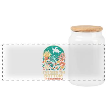 I Saw the Reason | Reef Diving - Panoramic Cookie Jar with Wooden Lid - white - Front