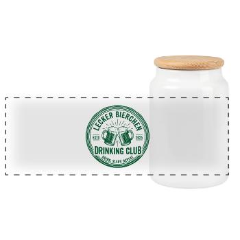 Lecker Bierchen Drinking Club Drink Sleep Repeat  - Panorama Keksdose mit Holzdeckel - Weiß - Vorne