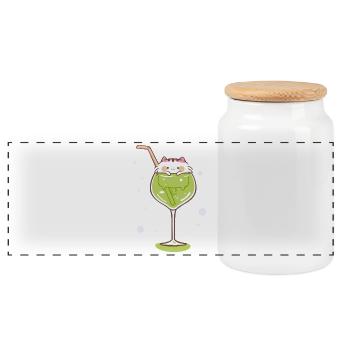 Gin cat ginglass kitty drink celebrate party - Panoramic Cookie Jar with Wooden Lid - white - Front
