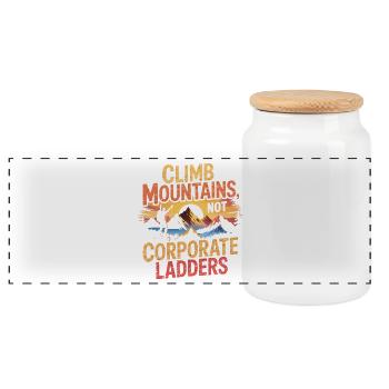 Des montagnes au lieu des entreprises : cadeau de bureau de design d’escalade - Boîte à biscuits avec couvercle en bois - blanc - Devant