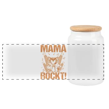 Maman Chat Maman Rocker Cool - Boîte à biscuits avec couvercle en bois - blanc - Devant