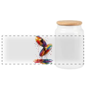 Piscines aux couleurs dégoulinantes - Boîte à biscuits avec couvercle en bois - blanc - Devant