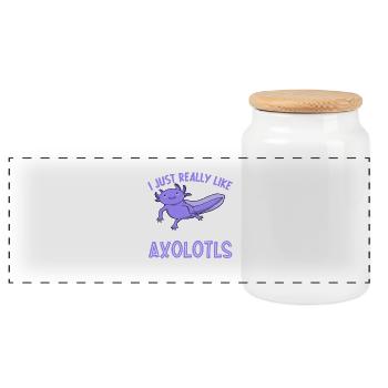 J’adore mon Axolotl Lavande Violet - Boîte à biscuits avec couvercle en bois - blanc - Devant