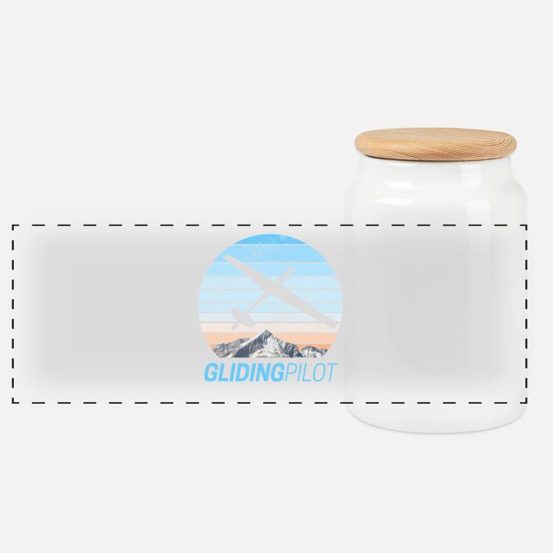 Gliding Pilot Segelfliegen Vintage Design - Panoramic Cookie Jar with Wooden Lid - white