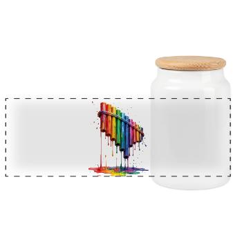 Pan flute with dripping paint - Panoramic Cookie Jar with Wooden Lid - white - Front