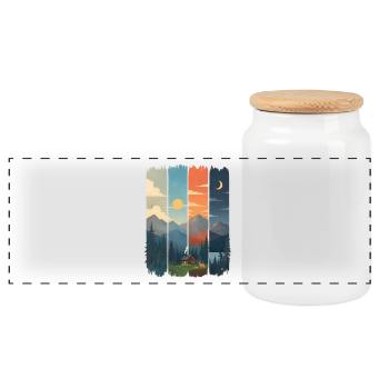 Horizonte in vier Gebirgstafeln - Panorama Keksdose mit Holzdeckel - Weiß - Vorne