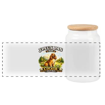 Cocker en nature: J'peux pas - Boîte à biscuits avec couvercle en bois - blanc - Devant