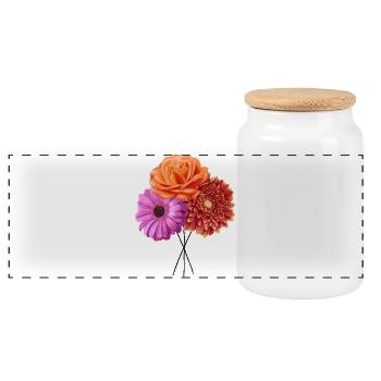 Blüten Trio Farbmelodie - Panorama Keksdose mit Holzdeckel - Weiß - Vorne