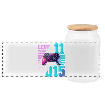 11. Geburtstag Gaming Gamer - Panorama Keksdose mit Holzdeckel - Weiß - Vorne
